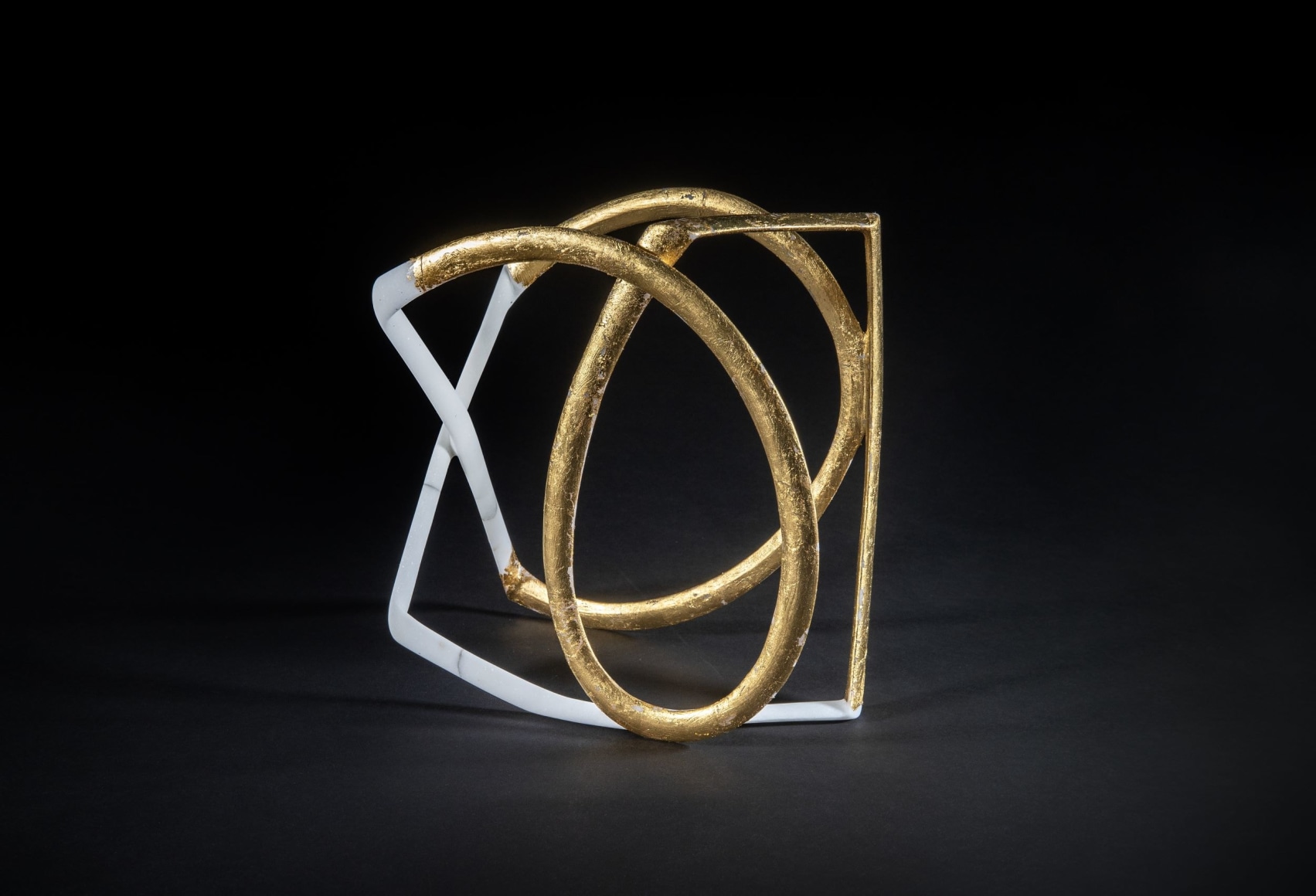 Elizabeth Turk (b. 1961), Passage 10, 2014-22, Marble and gold leaf, 7 3/4 x 7 x 4 1/4