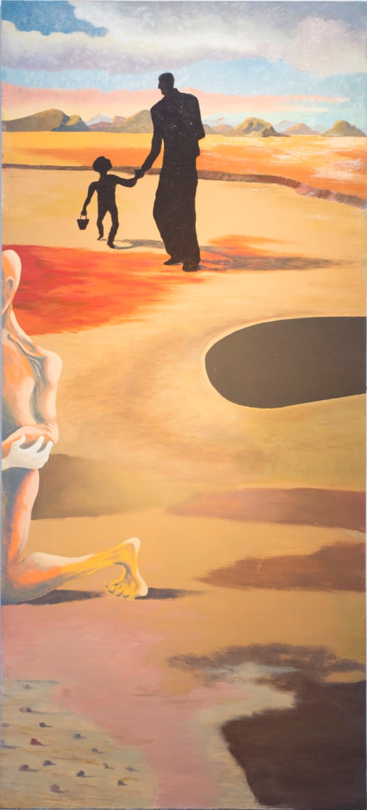 JAMES GUY (1909–1983), The Camouflage Man in a Landscape (A 6-panel Mural), 1939. Oil on Masonite, 83 x 216 in. Each panel, 83 x 36 in. Panel 4.