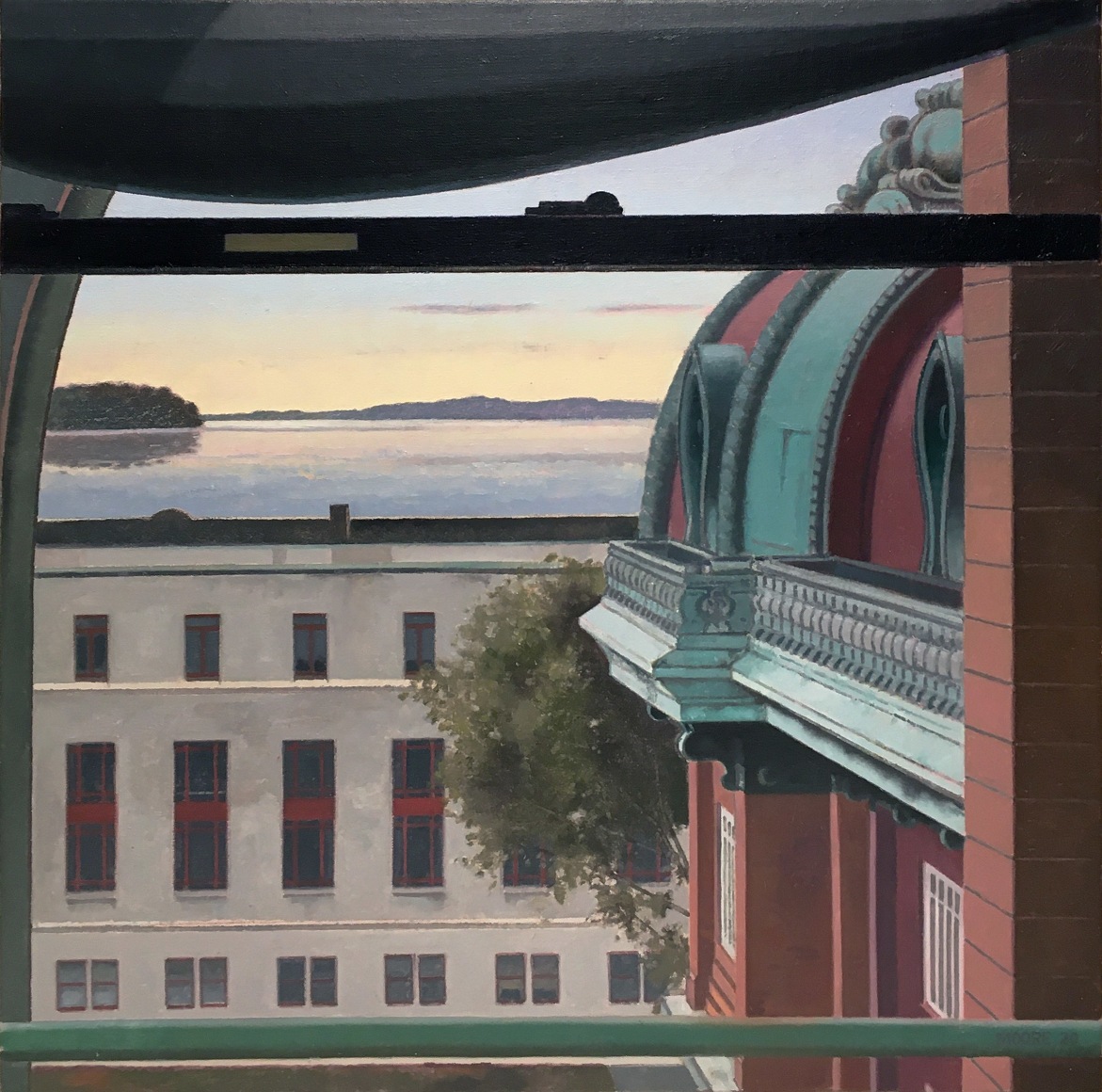 JOHN MOORE (b. 1941), Sea View, 2020. Oil on canvas, 24 x 24 in.