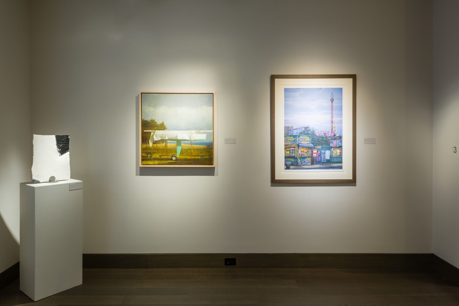 &quot;Summer Selections 2023.&quot; Gallery 3 view with works by Mar&iacute;a Elena Gonz&aacute;lez, Randall Exon, and Frederick Brosen.