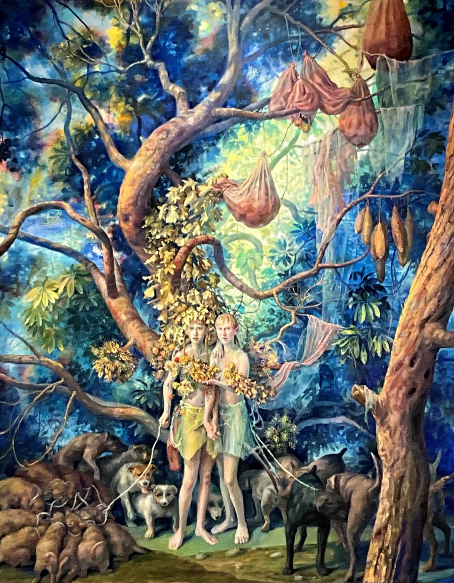 Julie Heffernan (b. 1956), &quot;Self-Portrait as Laoco&ouml;n,&quot; 2023. Oil on canvas, 96 x 75 1/2 in.