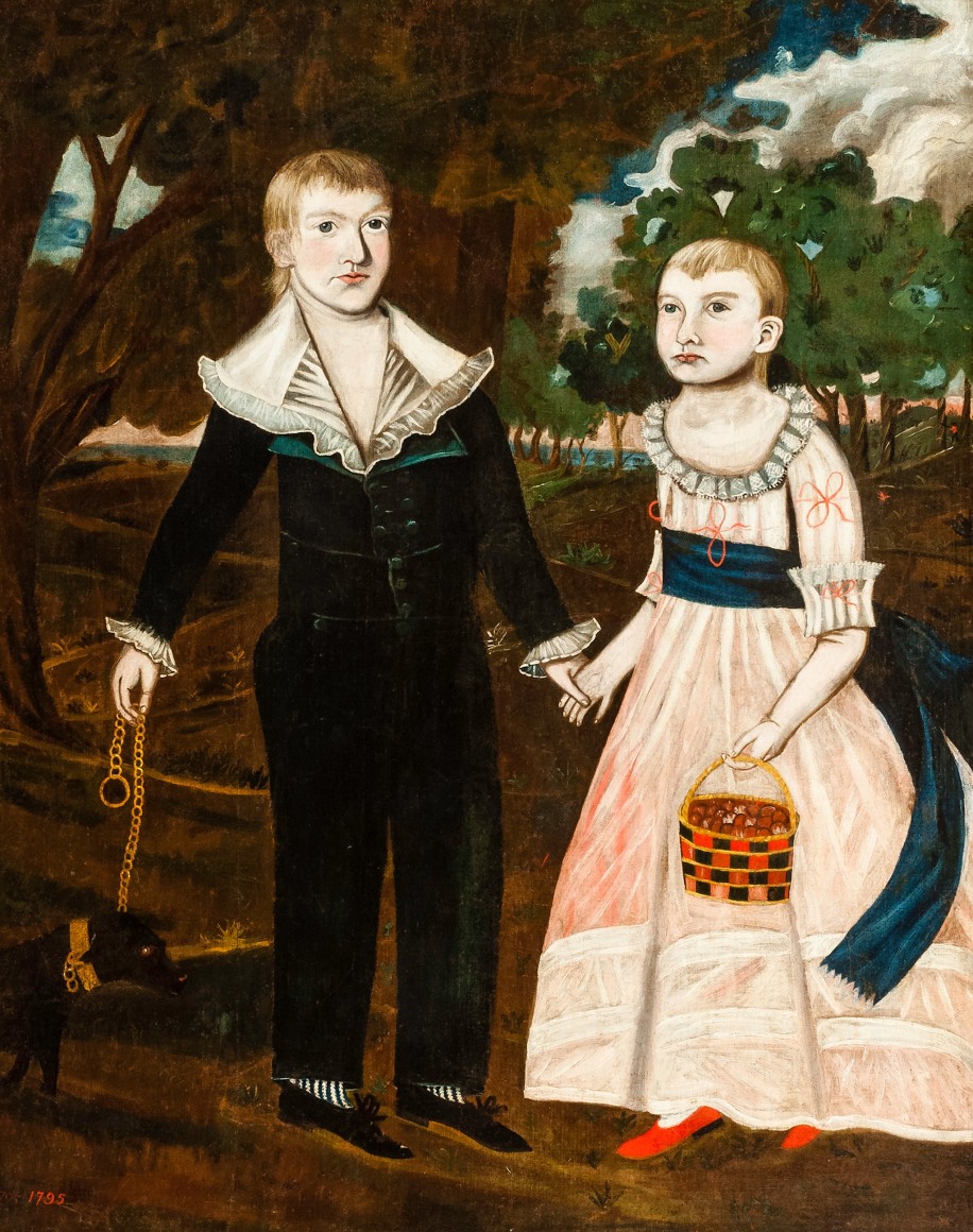 JONATHAN BUDINGTON (American, 1779?&ndash;1823), &quot;Portrait of the Cannon Children,&quot; 1795. Oil on canvas, 45 7/8 x 36 1/8 in.