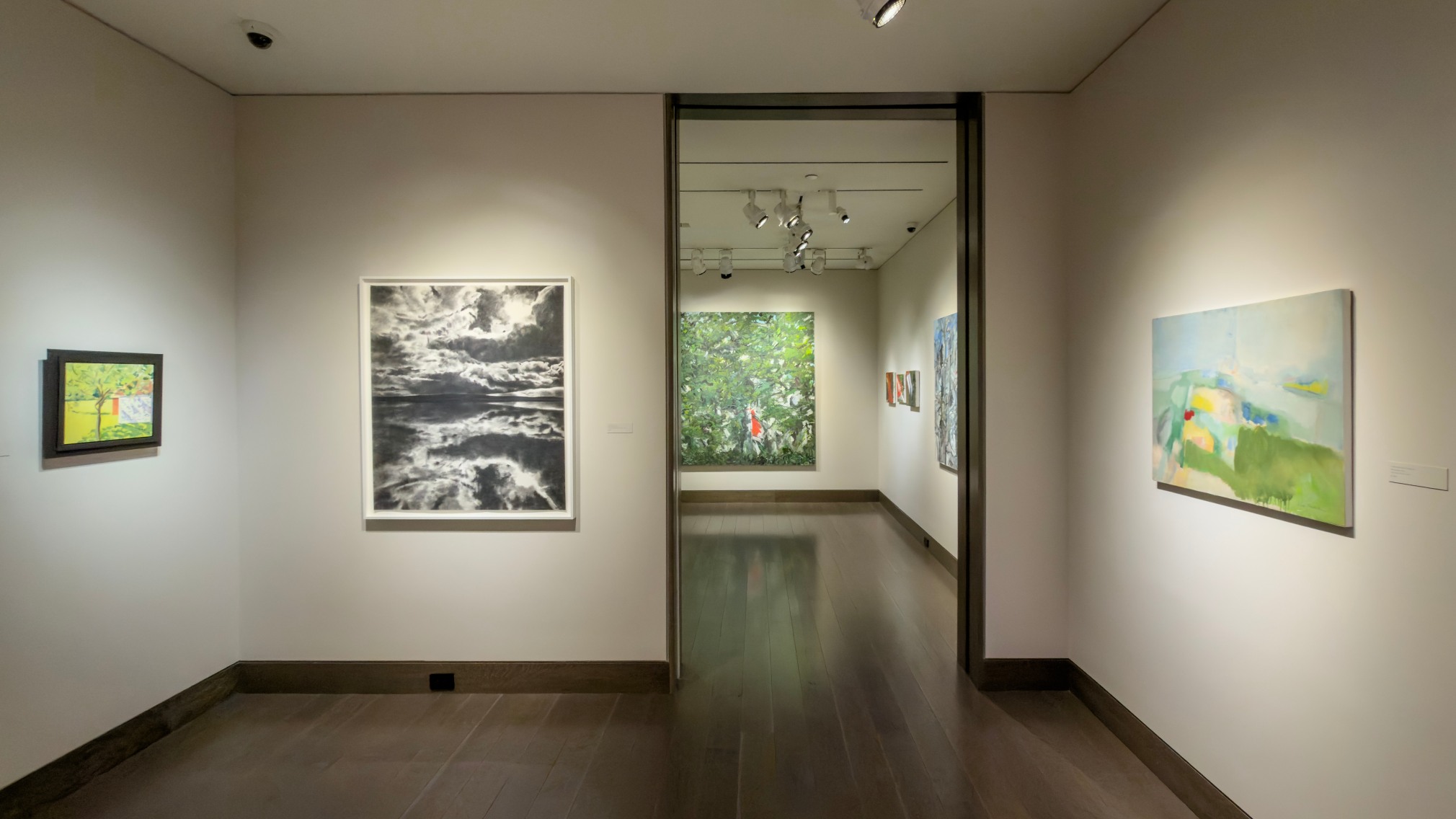 Installation, &quot;Cornelia Foss: Little Red&quot;: Gallery 1 and doorway to Gallery 3