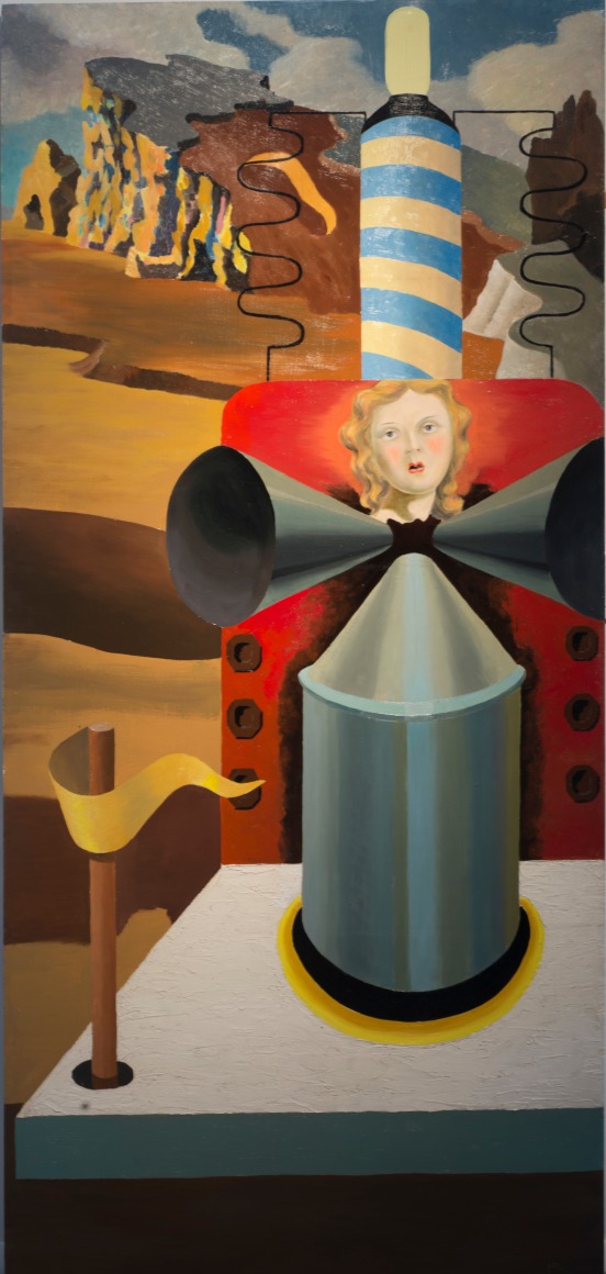 JAMES GUY (1909–1983), The Camouflage Man in a Landscape (A 6-panel Mural), 1939. Oil on Masonite, 83 x 216 in. Each panel, 83 x 36 in. Panel 5.