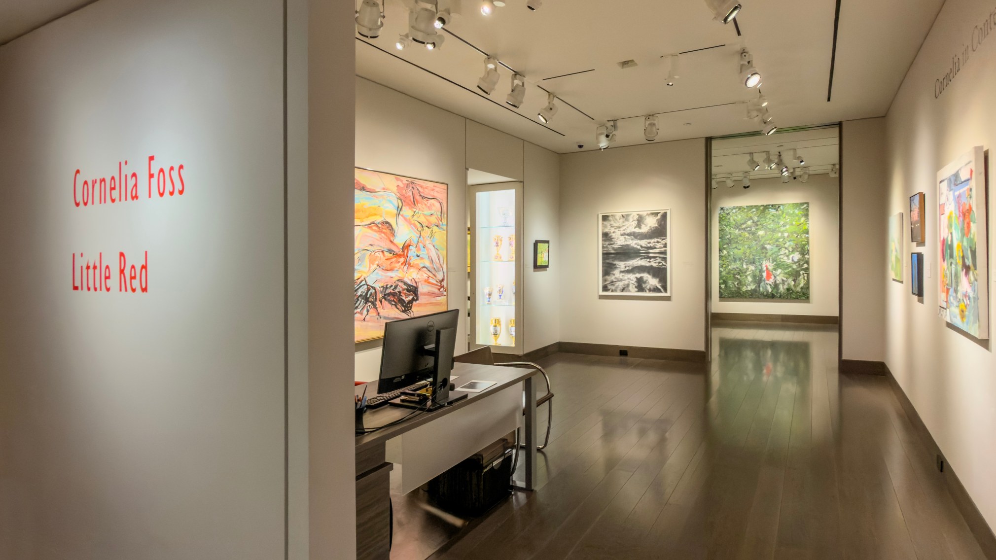 Installation, &quot;Cornelia Foss: Little Red&quot;: entrance and Gallery 1