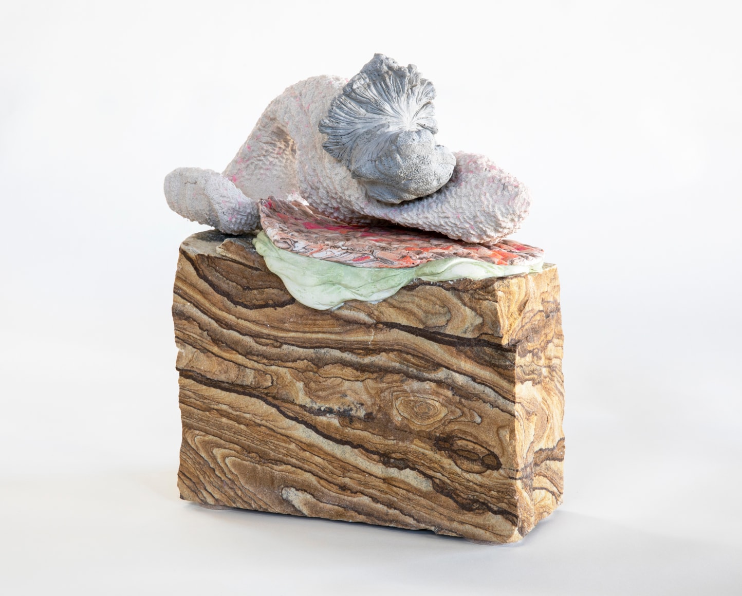 LILY COX-RICHARD (b. 1979), &quot;Wristie,&quot; 2022. Wildhorse swirl sandstone, plaster, concrete, sweater fuzz,&nbsp;and pigment, 12 x 11 in.