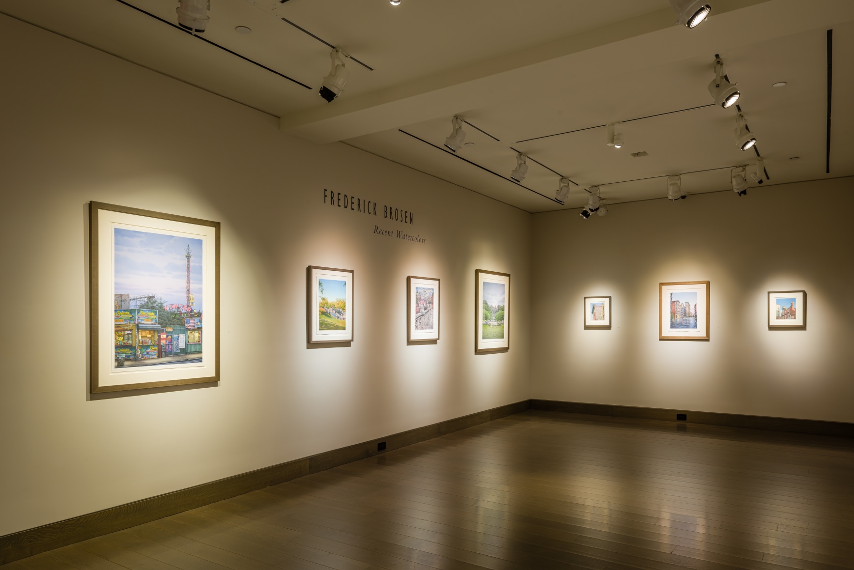 "Frederick Brosen: Recent Watercolors" installation photo.