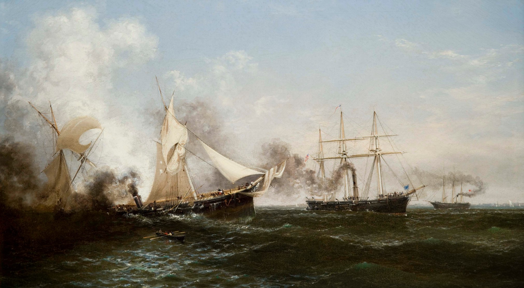 Xanthus Smith (1839-1929)&nbsp;&nbsp;&nbsp;&nbsp;&nbsp;&nbsp;&nbsp;&nbsp;&nbsp;&nbsp;&nbsp;&nbsp;&nbsp; &nbsp; , The Close of the Engagement Between the U.S.S. &quot;Kearsarge&quot; and the Confed. Cruiser &quot;Alabama&quot;