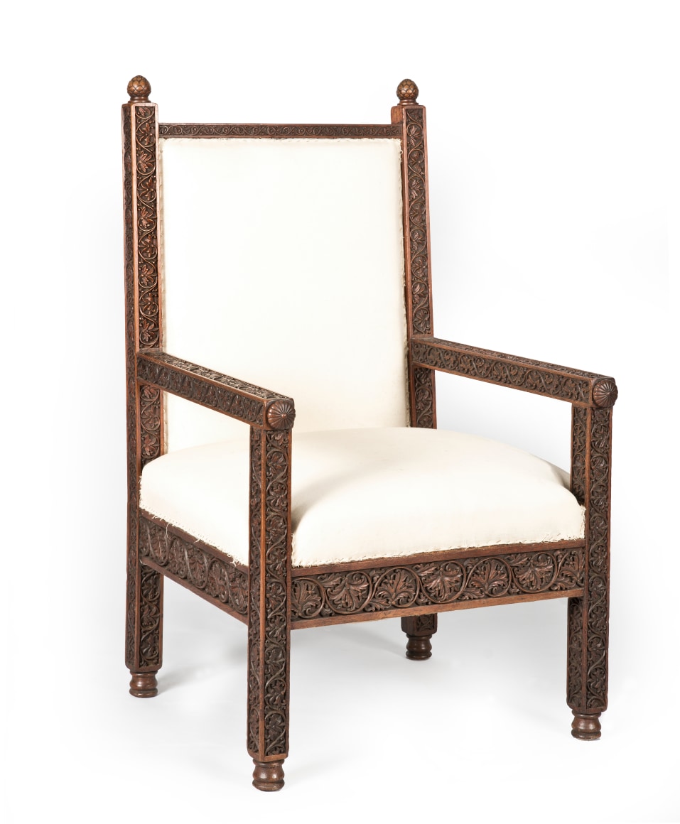 Lockwood de Forest (1850-1932), Carved Teakwood Armchair, circa 1885&nbsp;&nbsp;&nbsp;&nbsp;