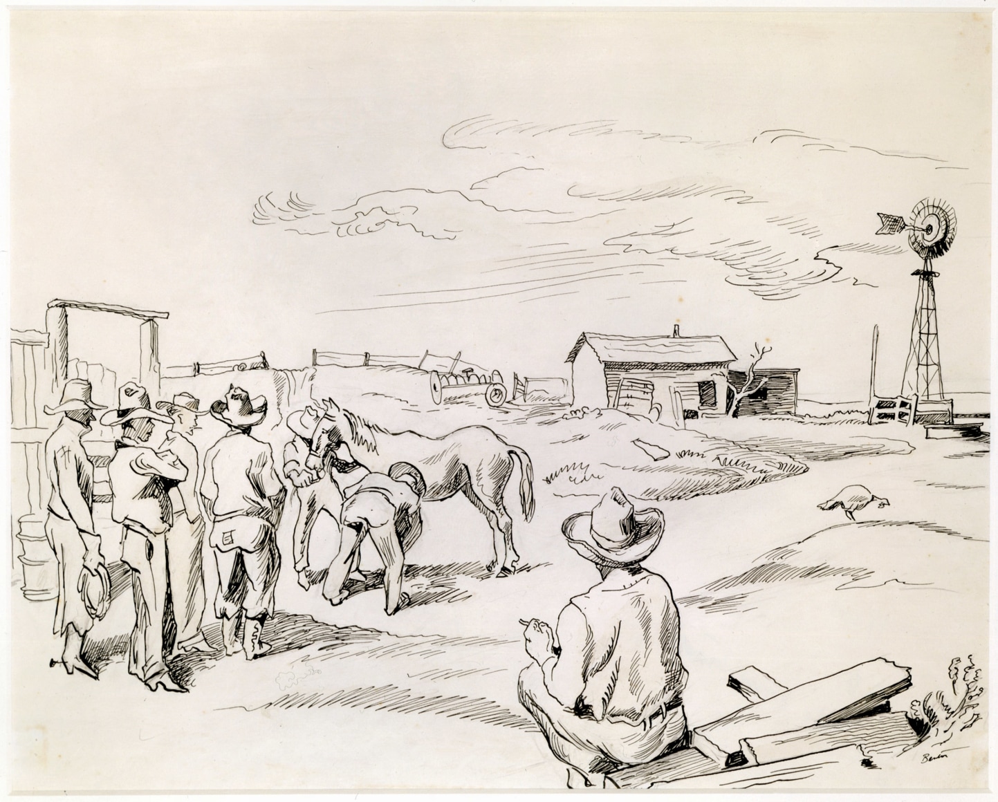 Thomas Hart Benton (1889-1975), Ranch Gates, circa late 1930s