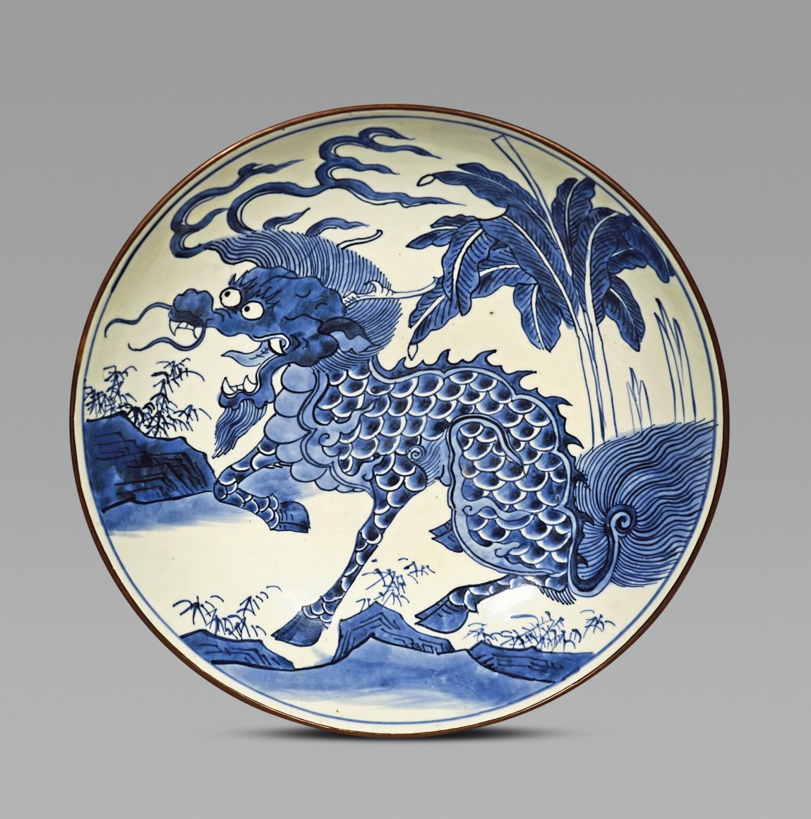 Chinese Blue and White Porcelain Large Saucer Dish