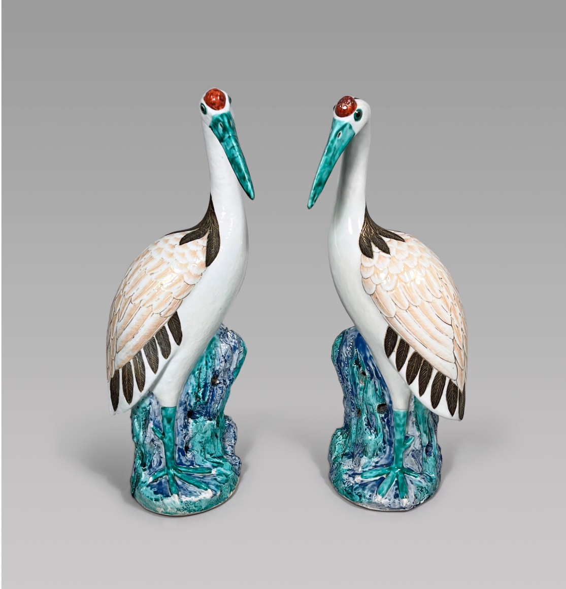 Pair of Chinese Export Porcelain Cranes