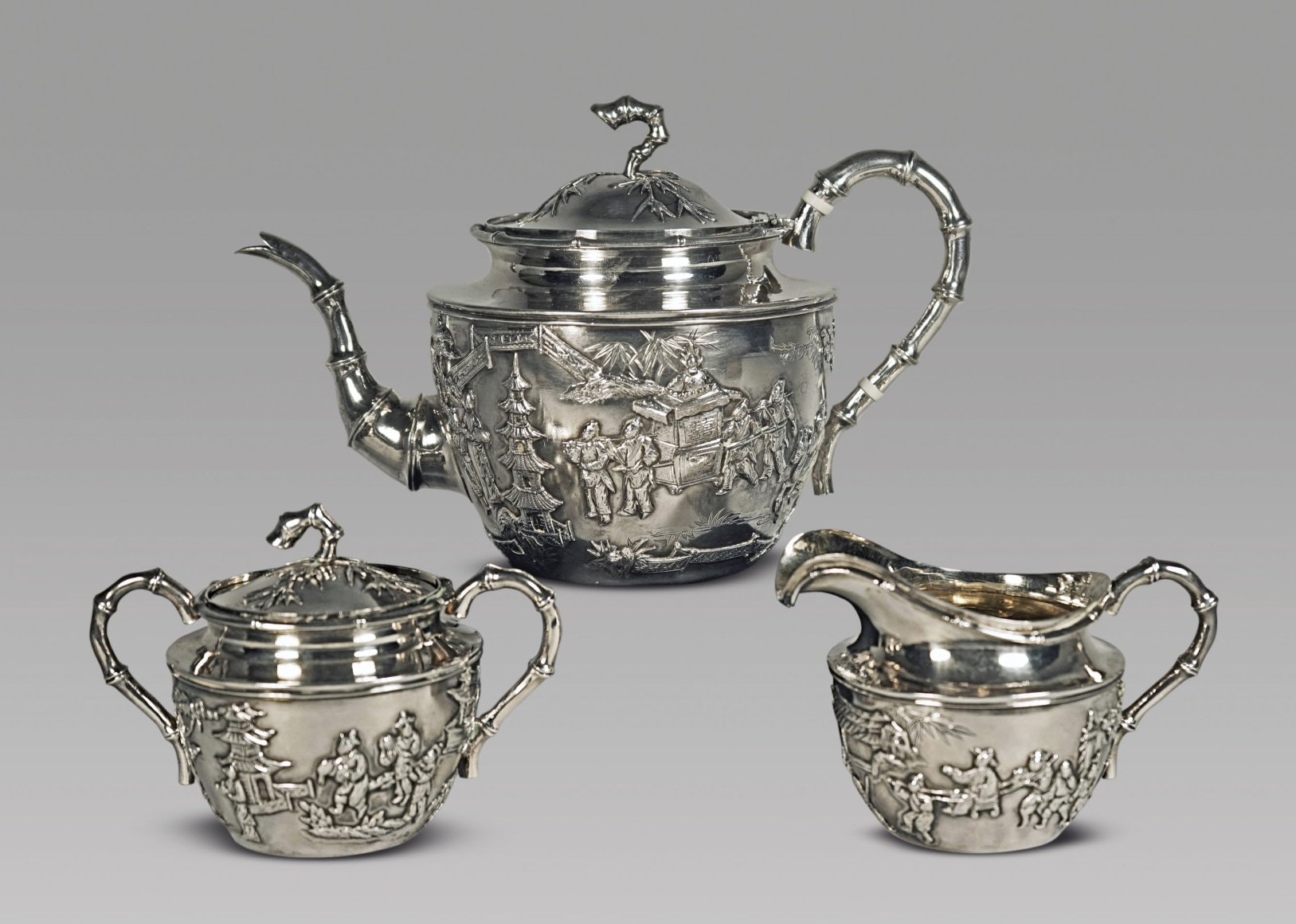 Chinese Export Silver Teaset
