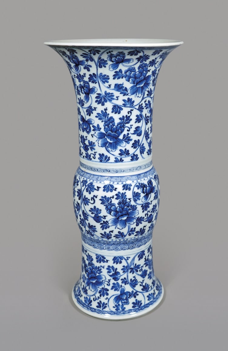 Chinese Blue and White Porcelain Gu Shaped Vase