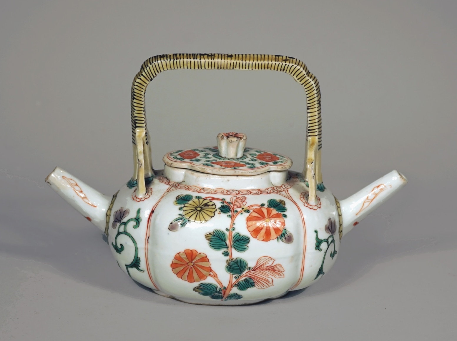 Rare Chinese Famille Verte Porcelain Double Ewer