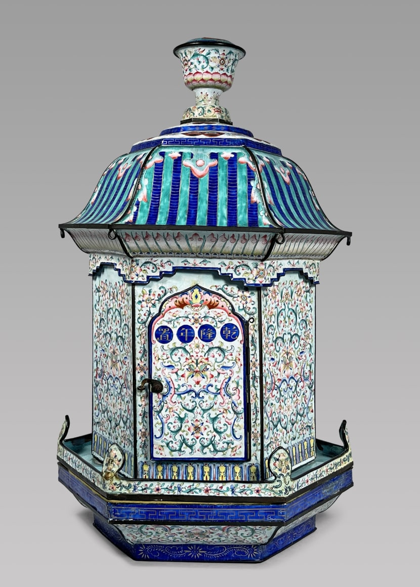 Rare Chinese Imperial Enamel on Copper Lantern Pagoda