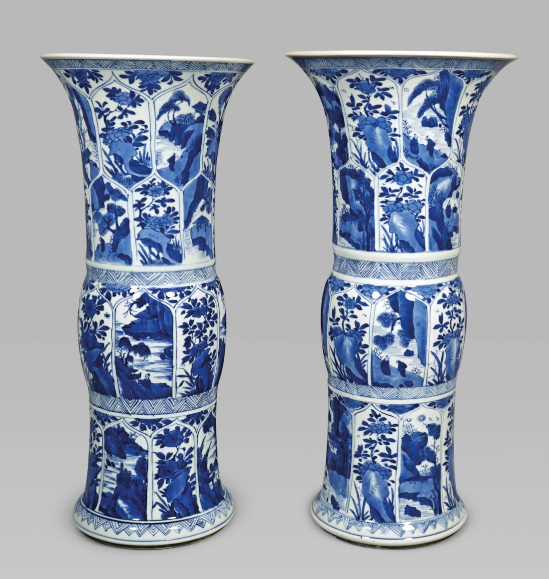 Pair of Chinese Blue and White Porcelain Vases