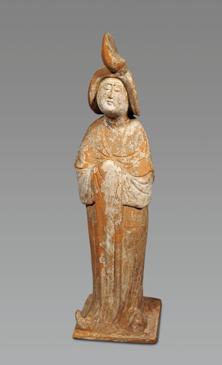 Chinese Unglazed Pottery Court Lady