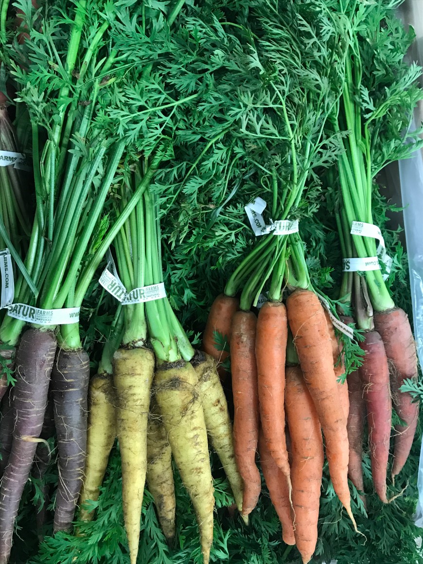 Baby Carrots in mixed colors- red, orange, yellow, purple