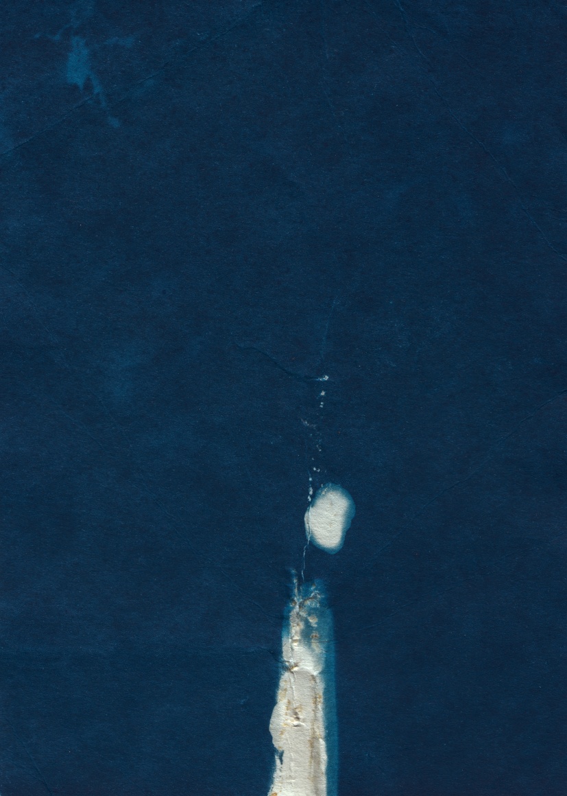 Dawn Roe  Rock in Concrete on Spain/France Border, from the series "Conditions for an Unfinished Work of Mourning: Beauty As an Appeal to Join the Majority of Those Who are Dead", 2017  Cyanotype, Photography, Asheville, Contemporary Art