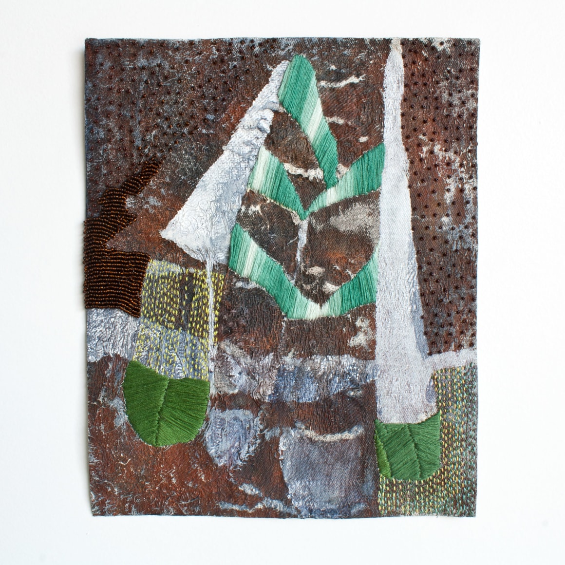 Abstract embroidered artwork by Erin E. Catellan