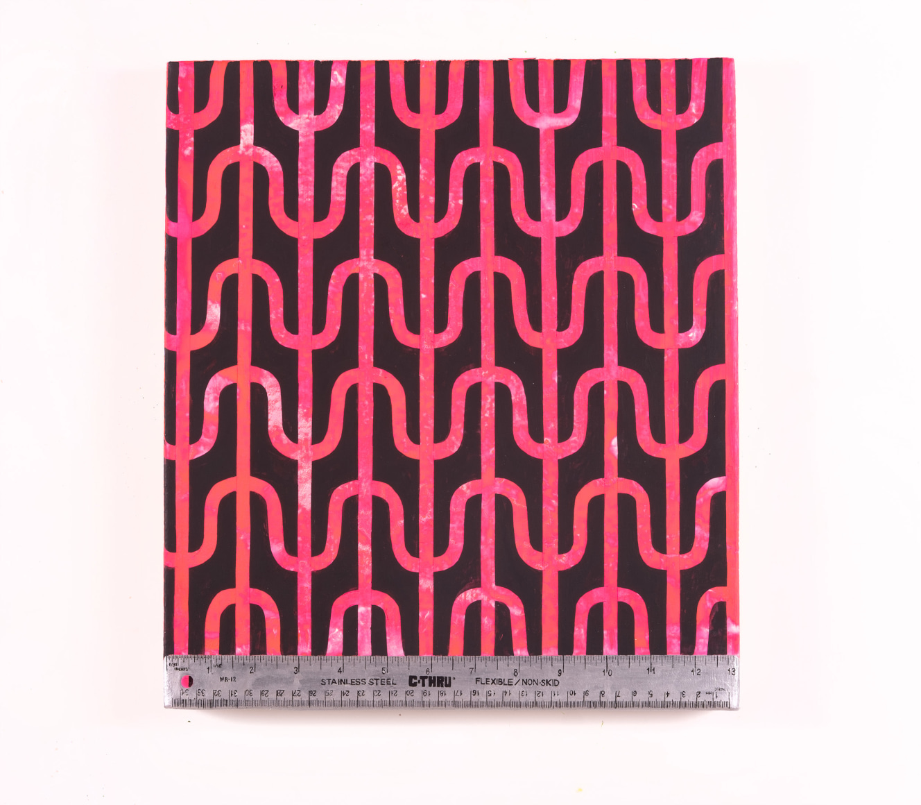 Abstract painting with painted tape measure