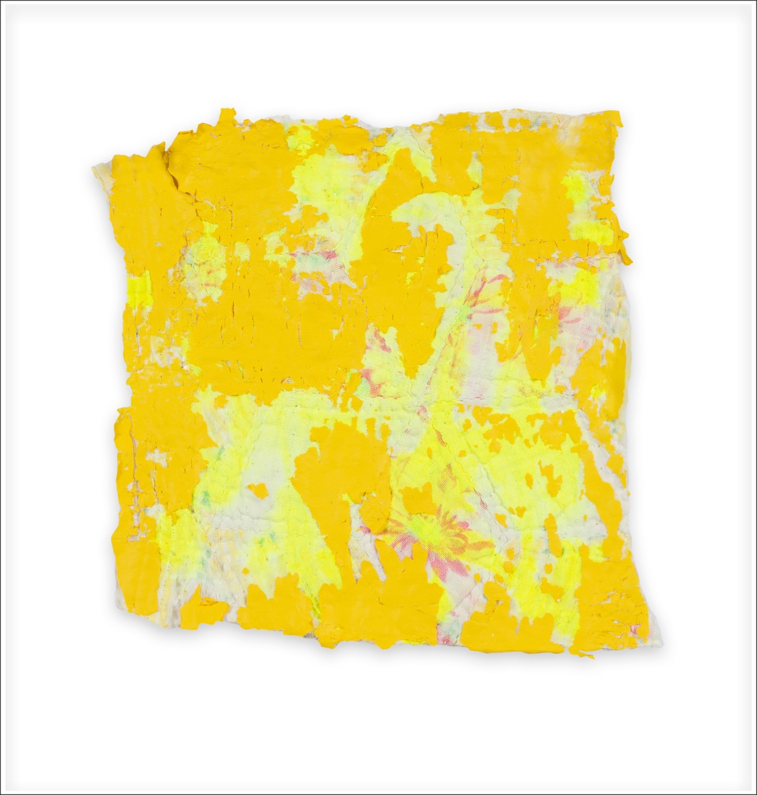 Rachel Meginnes  Bit, 2019, Mixed Media, Deconstructed quilt and acrylic  7 1/2h x 7 1/4w in 19.05h x 18.42w cm  Unique