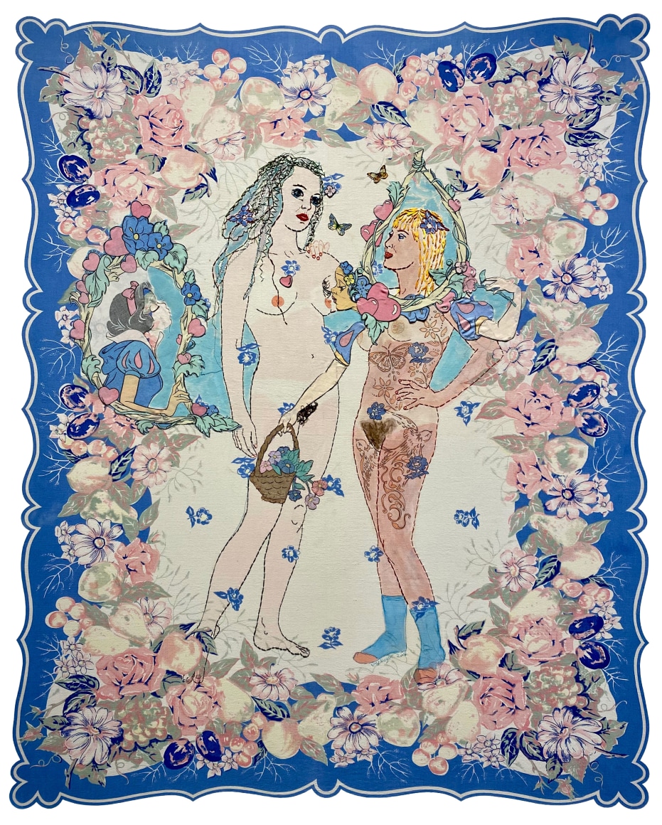 Hand embroidered vintage linen