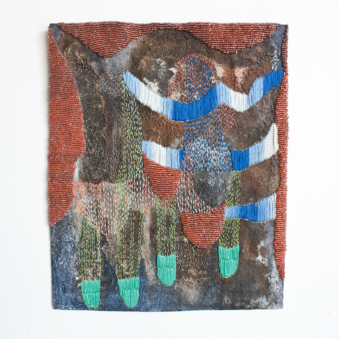 Abstract embroidered artwork by Erin E. Catellan