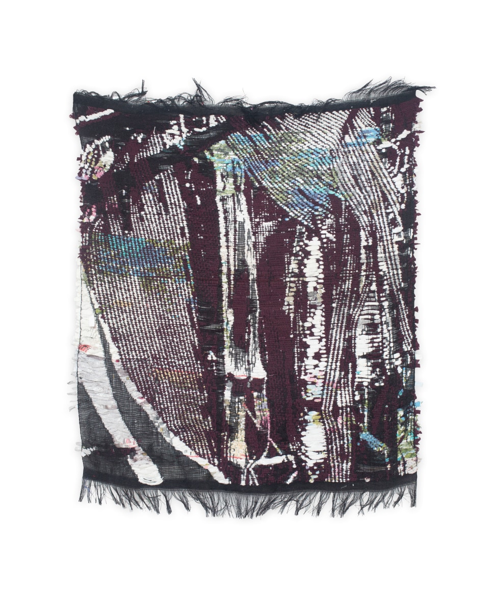 Colorful woven textile by Rachel Meginnes