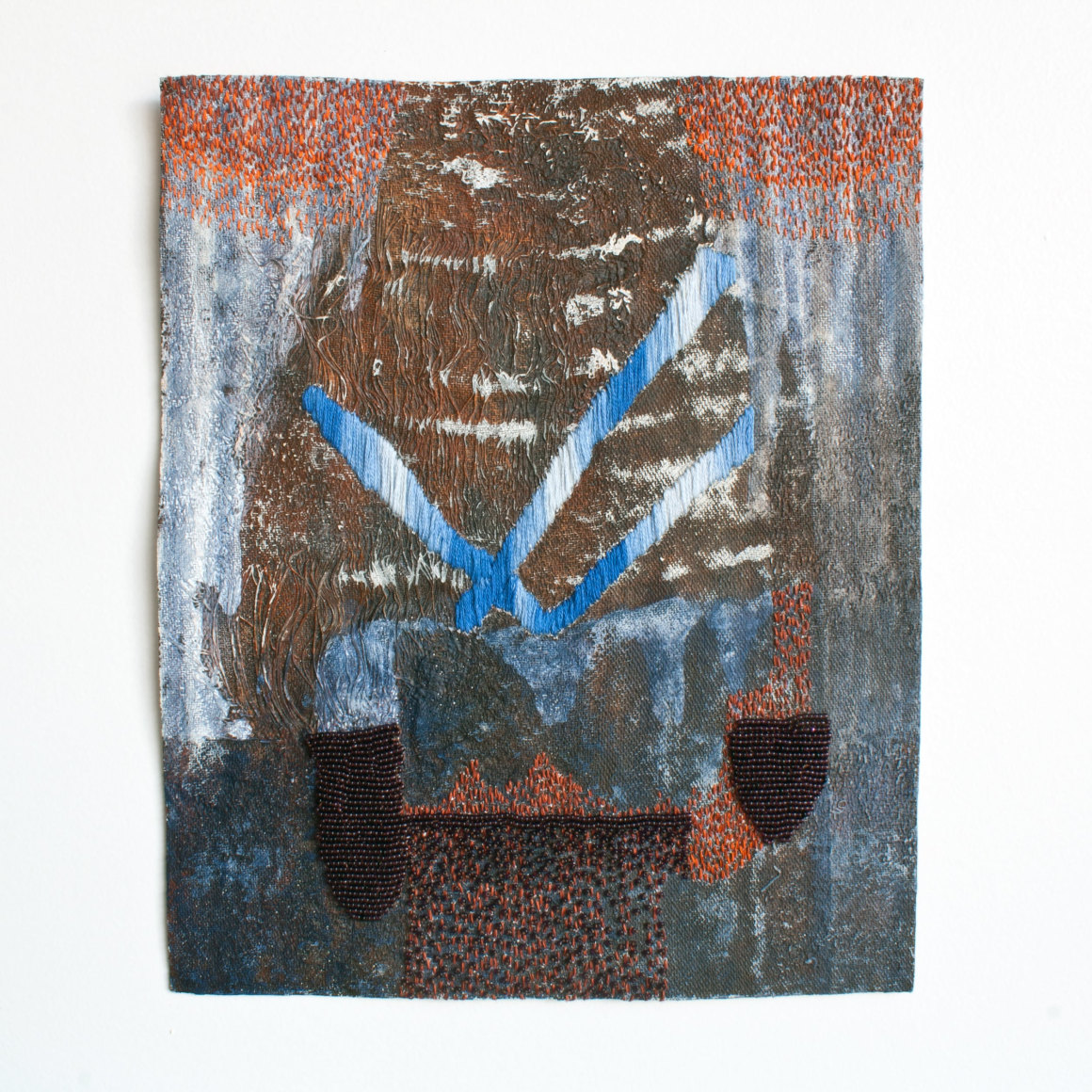 Abstract embroidered artwork by Erin E. Catellan