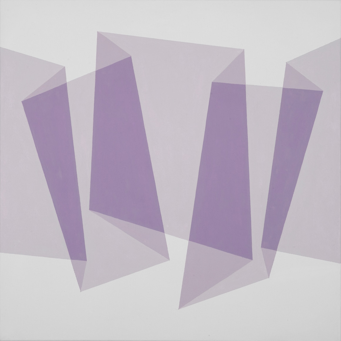 Ralston Fox Smith  Meander, 2019  Oil on canvas  21h x 21w in, White square canvas with lavender folds across the mid section of the canvas