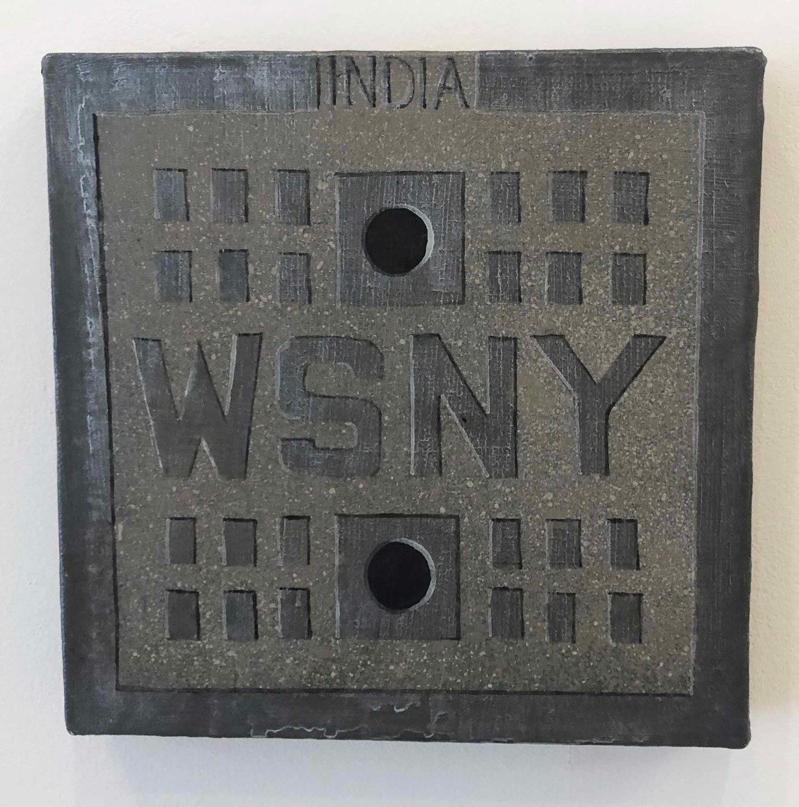 Hannah Cole  WSNY, 2013  Acrylic on canvas  8h x 8w in, painting, hyper realistic image of a street sign