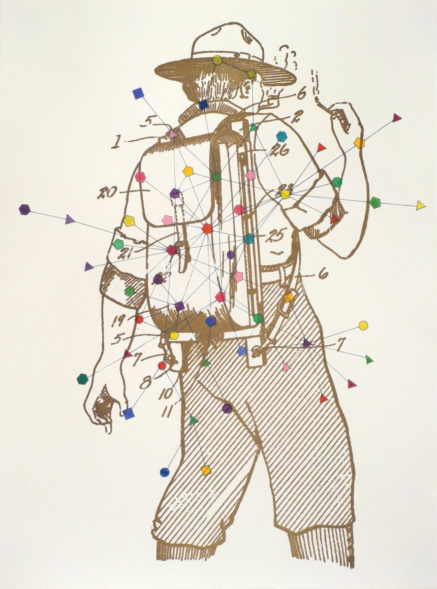 Workingman Collective Prospects, 2011 Letterpress, silkscreen, and hand coloring on paper 24h x 18w in,  Edition of 15, Print