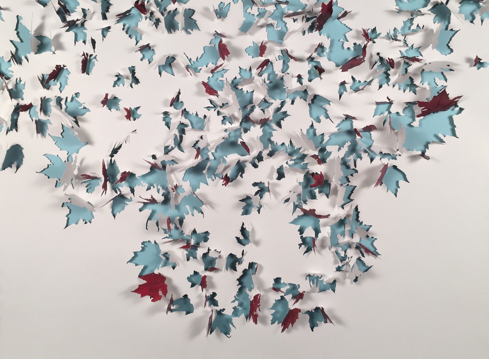 Nicholas Hall  Poster #2 (Red Leaves), 2017  Dimensional Paper Cut-Out, 24h x 32w in, Unique, Work on paper