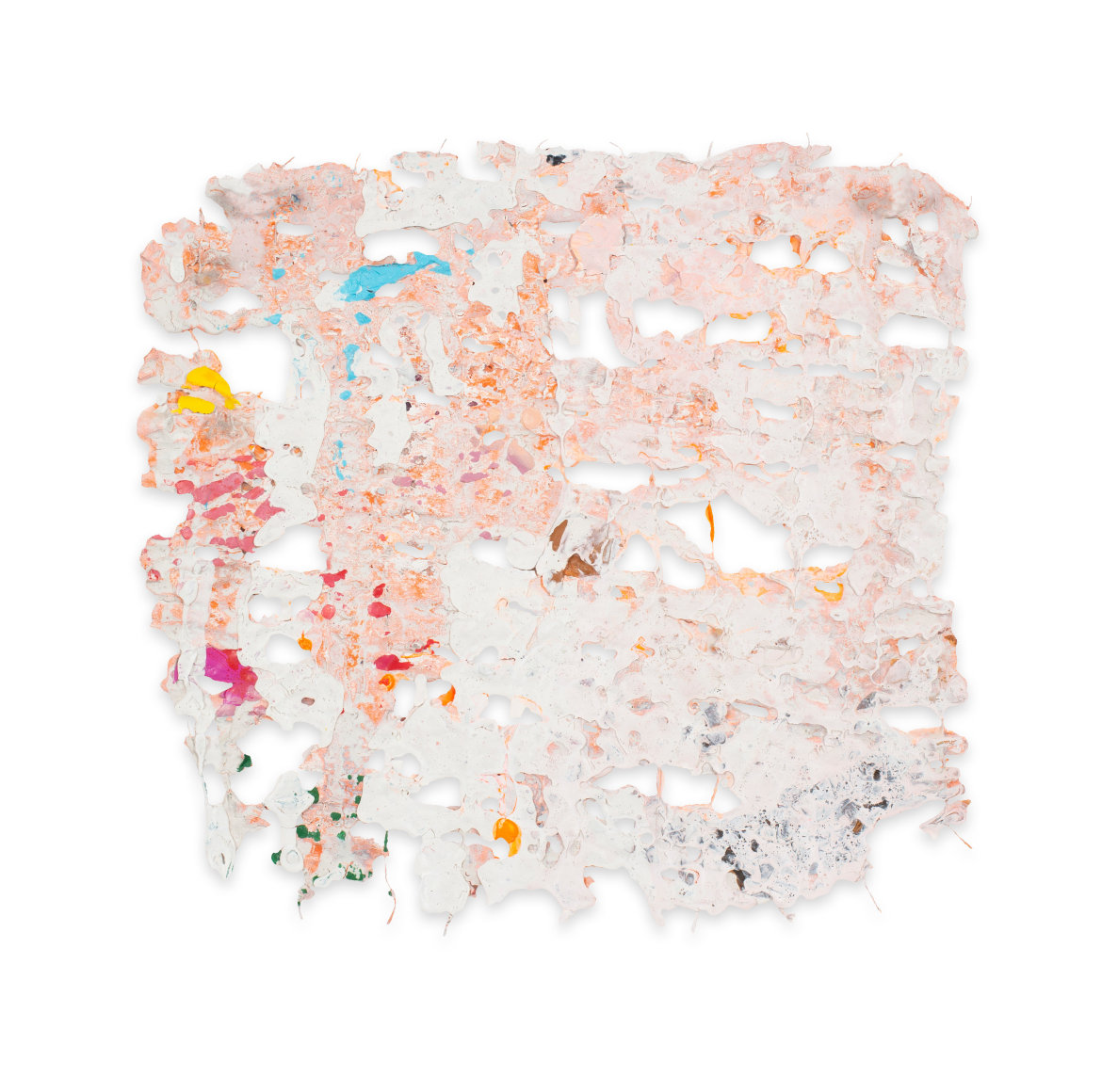 Rachel Meginnes  Fallback, 2019, Deconstructed quilt, hand stitching and acrylic  8 3/4h x 9 1/4w in 22.23h x 23.50w cm  Unique