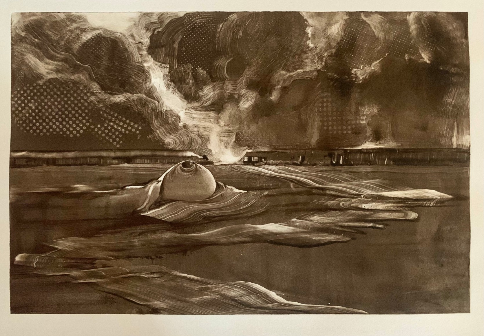 Monotype print landscape by Margaret Curtis