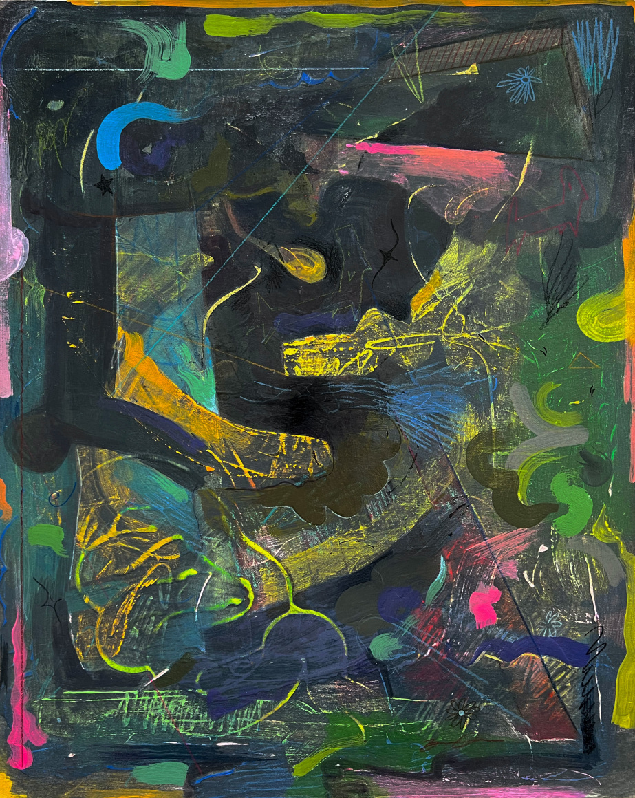 Colorful abstract vs. figurative painting by Zander Stefani