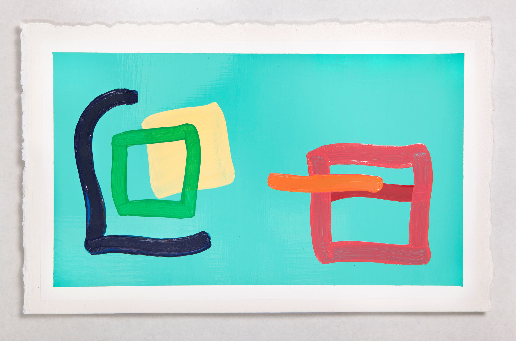 Sharon Louden, Community, 2013, Oil and enamel on paper, 11h x 18w in, Works on paper