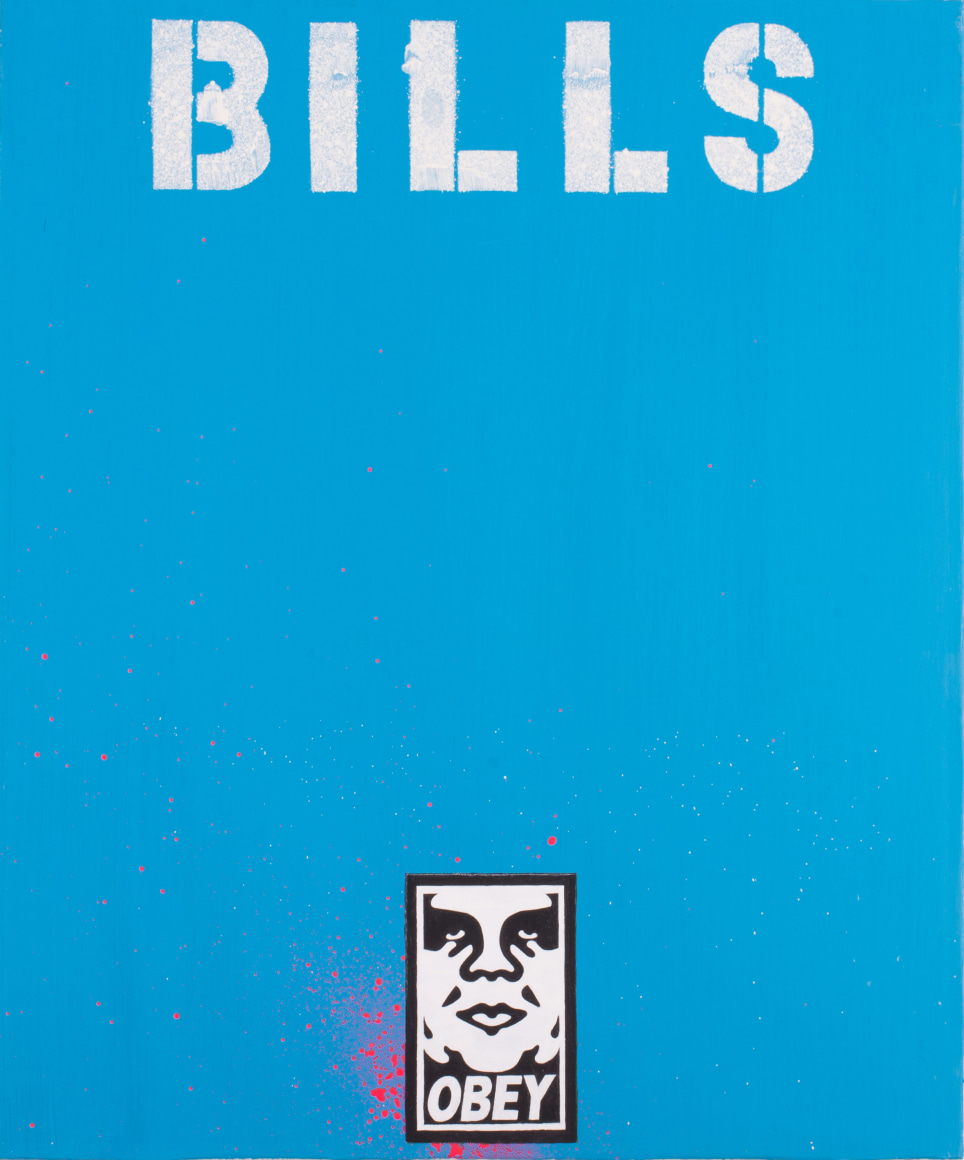 Hannah Cole, Bills, 2014, Acrylic on canvas, 22 x 24 inches, painting