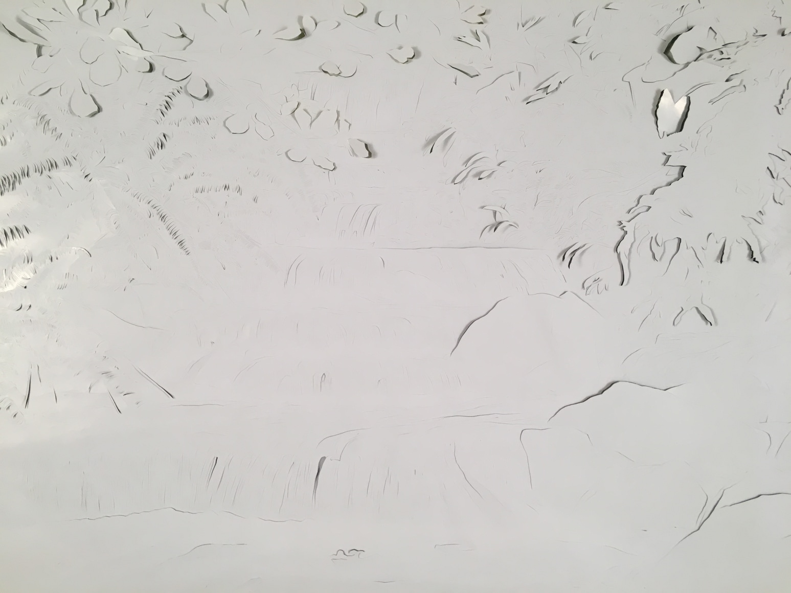 Nicholas Hall  Poster #3 (Fortuna Falls), 2017  Cut paper  24h x 36w in, Unique, Work on paper