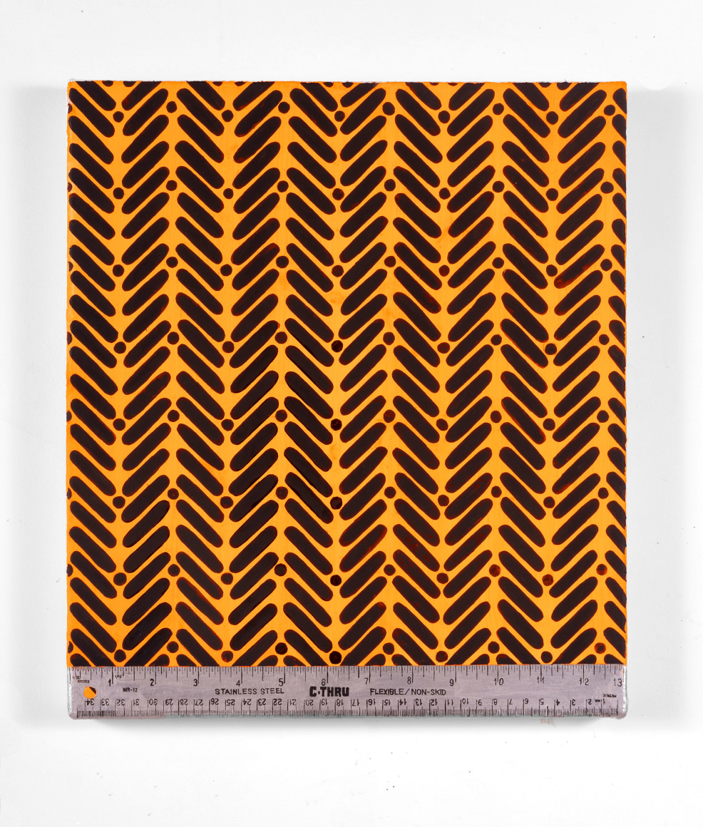 Geometric painting with painted ruler. By Hannah Cole.