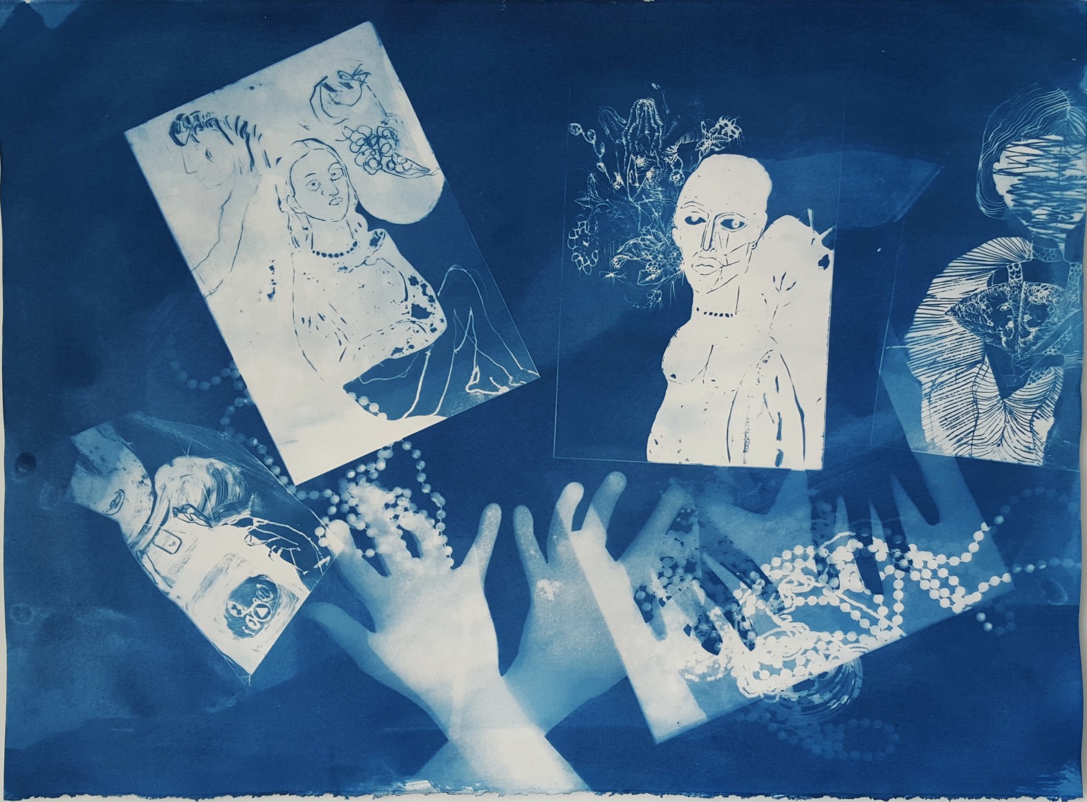 Ofri Cnaani  Blue Print (OC real and fake hands) #2, 2015  Cyanotype  22h x 30w in, Photography