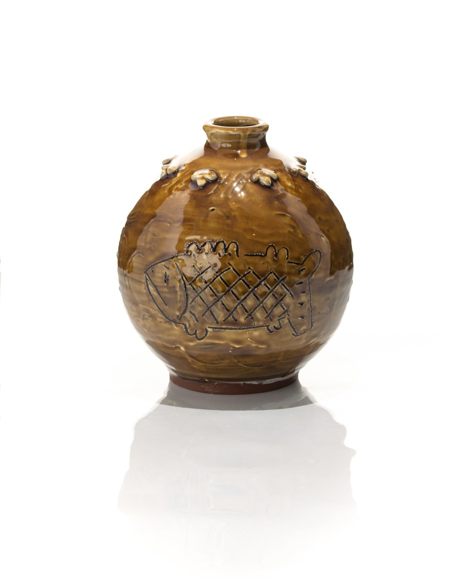 amberfishflowerglobularvase