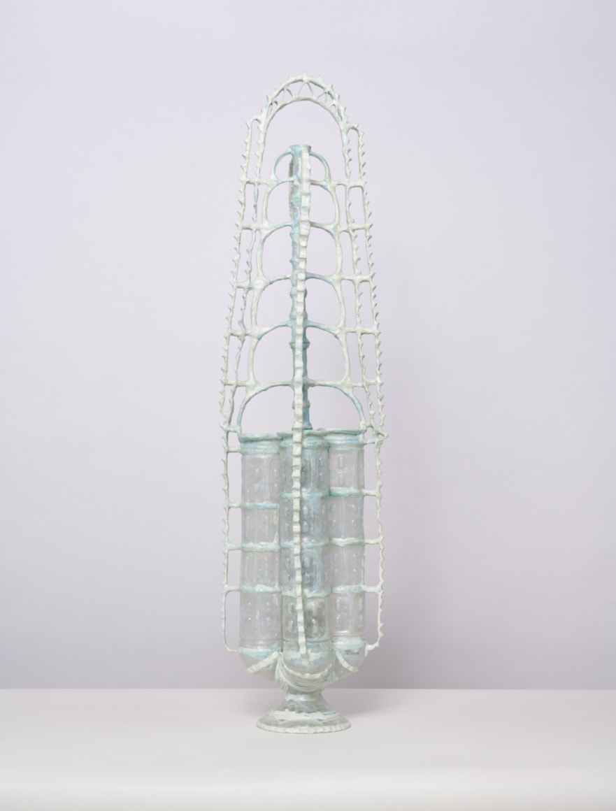 Shari Mendelson (Contemporary), Four Vessels with Exoskeleton (blue), 2017