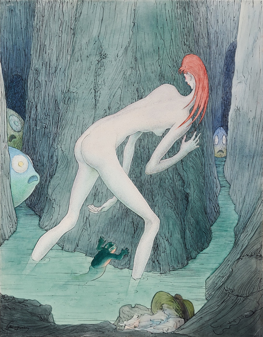 Walter Schnackenberg, A Young Girl Exploring a River Gorge, 1949