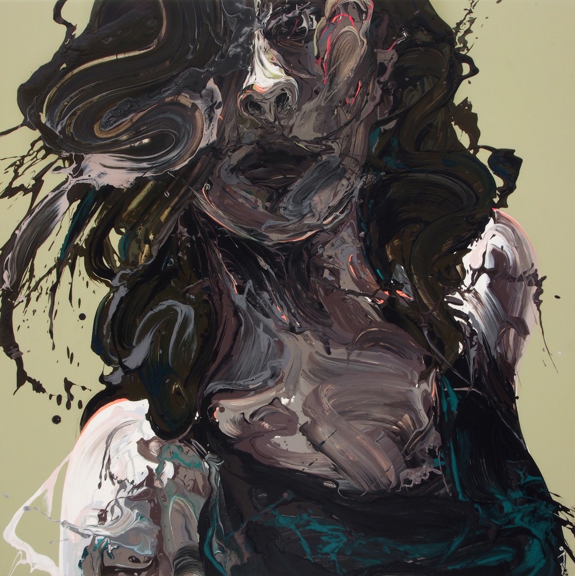 Transcription 56 (She), 2018 Acrylic on canvas 43 × 43 in