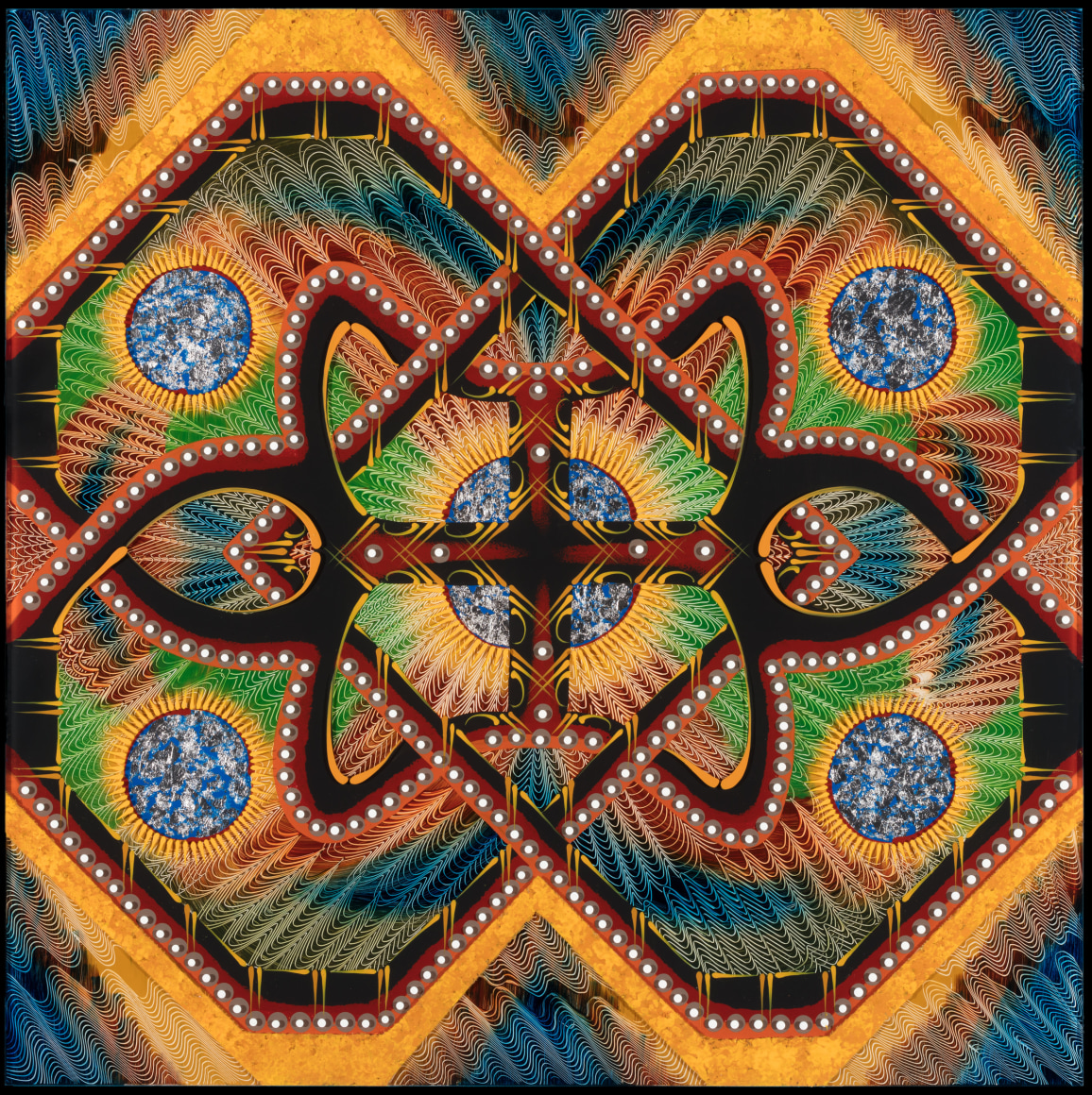 Tara Austin Limelight, oil, acrylic, silver leaf on plexiglass, 24&quot; x 24&quot;, 2020