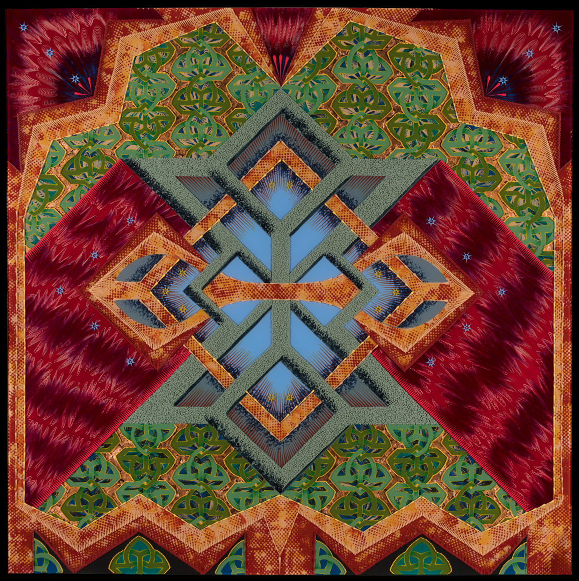 Tara Austin Coronation, acrylic and oil on plexiglass, 48&quot; x 48&quot;, 2020