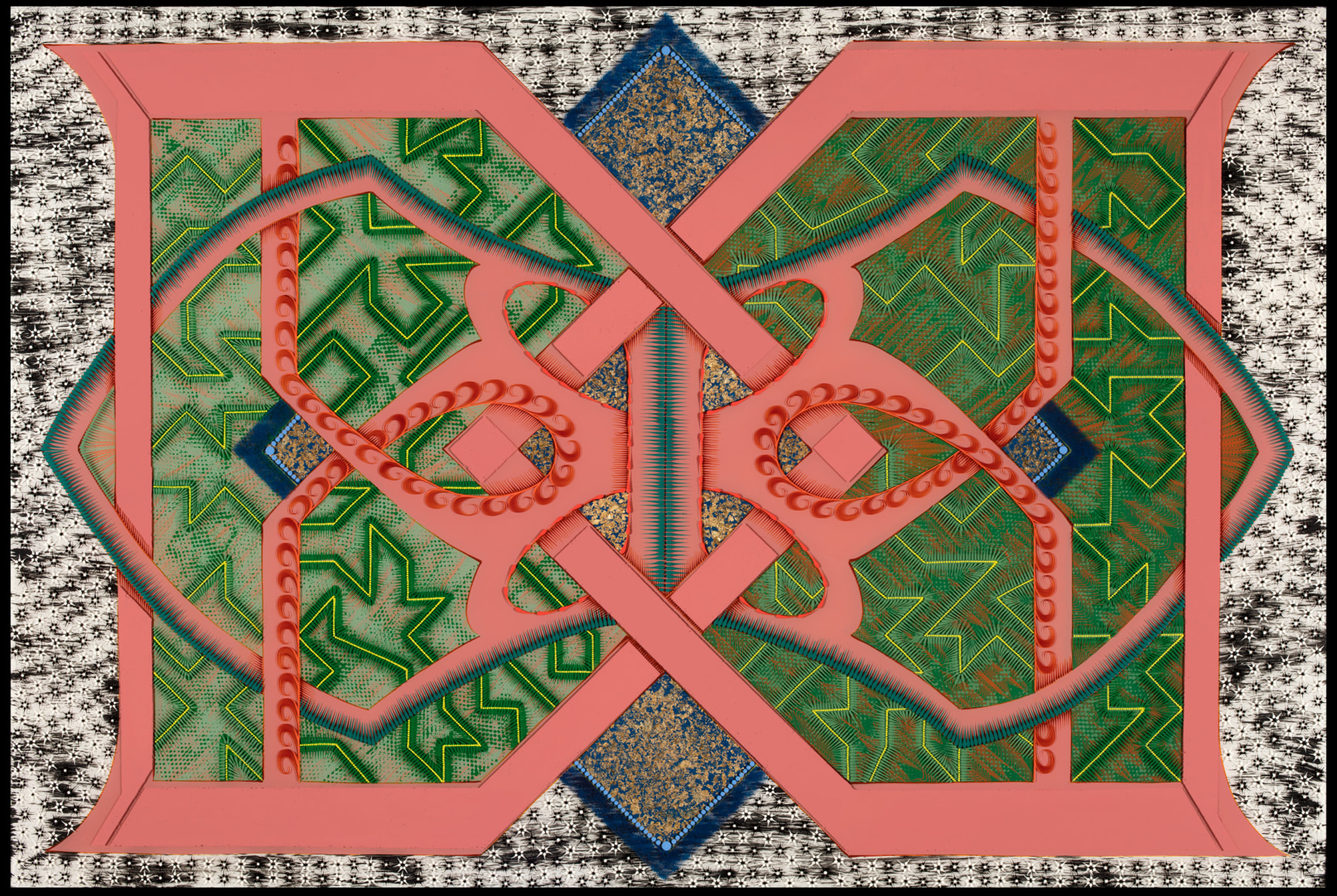 Tara Austin Gold Coast, acrylic and gold leaf on plexiglass, 48&quot; x 72&quot;, 2020